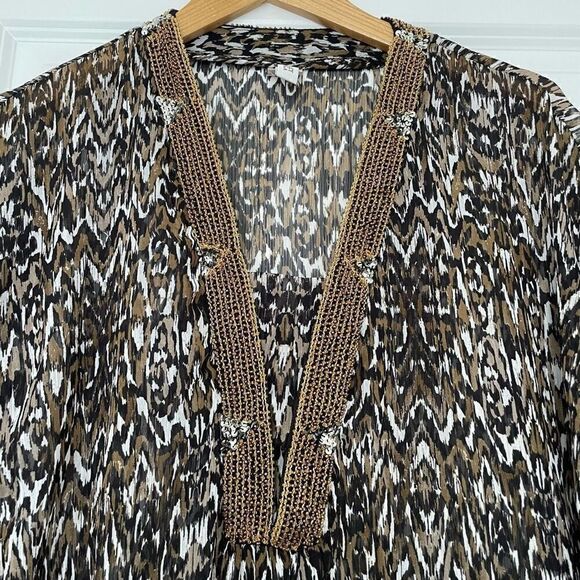 Badgely Mischka lizard print sheer tunic Size Small - Picture 4 of 9